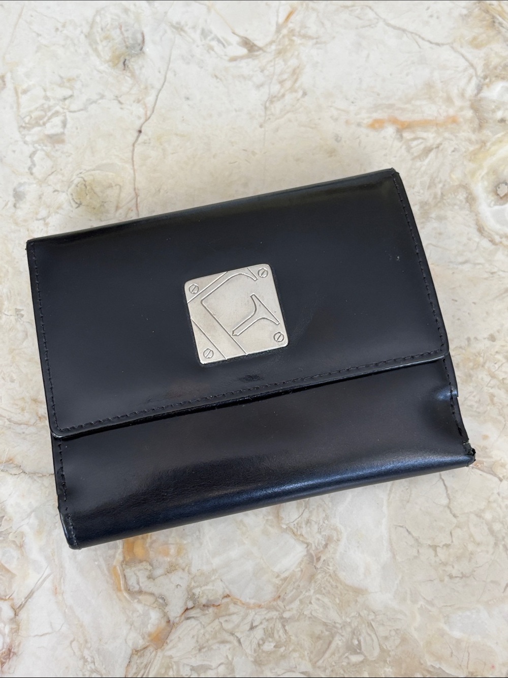 Furla Black Leather Bifold Wallet Silver Logo Made in Italy